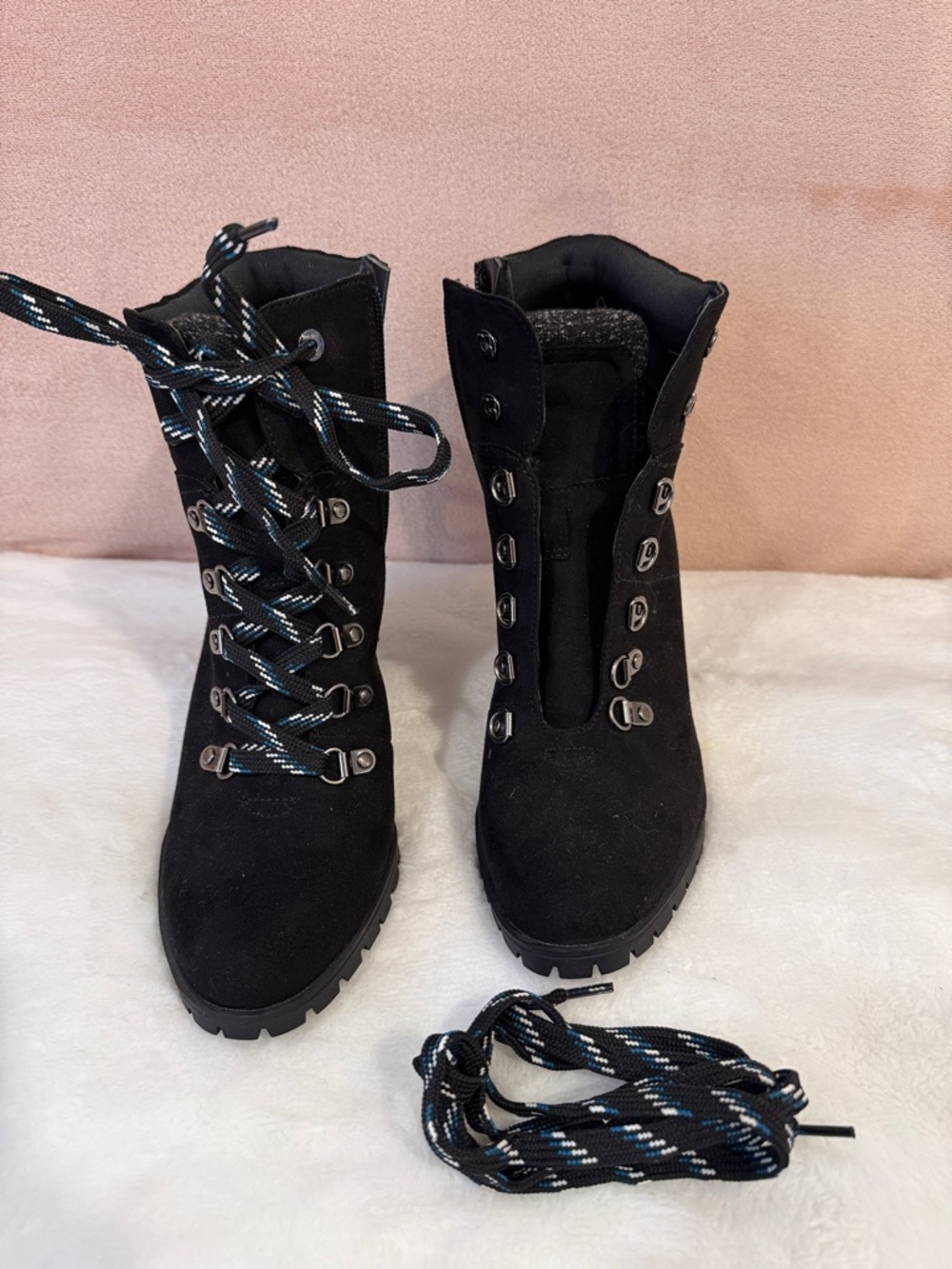 Kelly & Katie Black Lace-Up Hiking-Style Boots